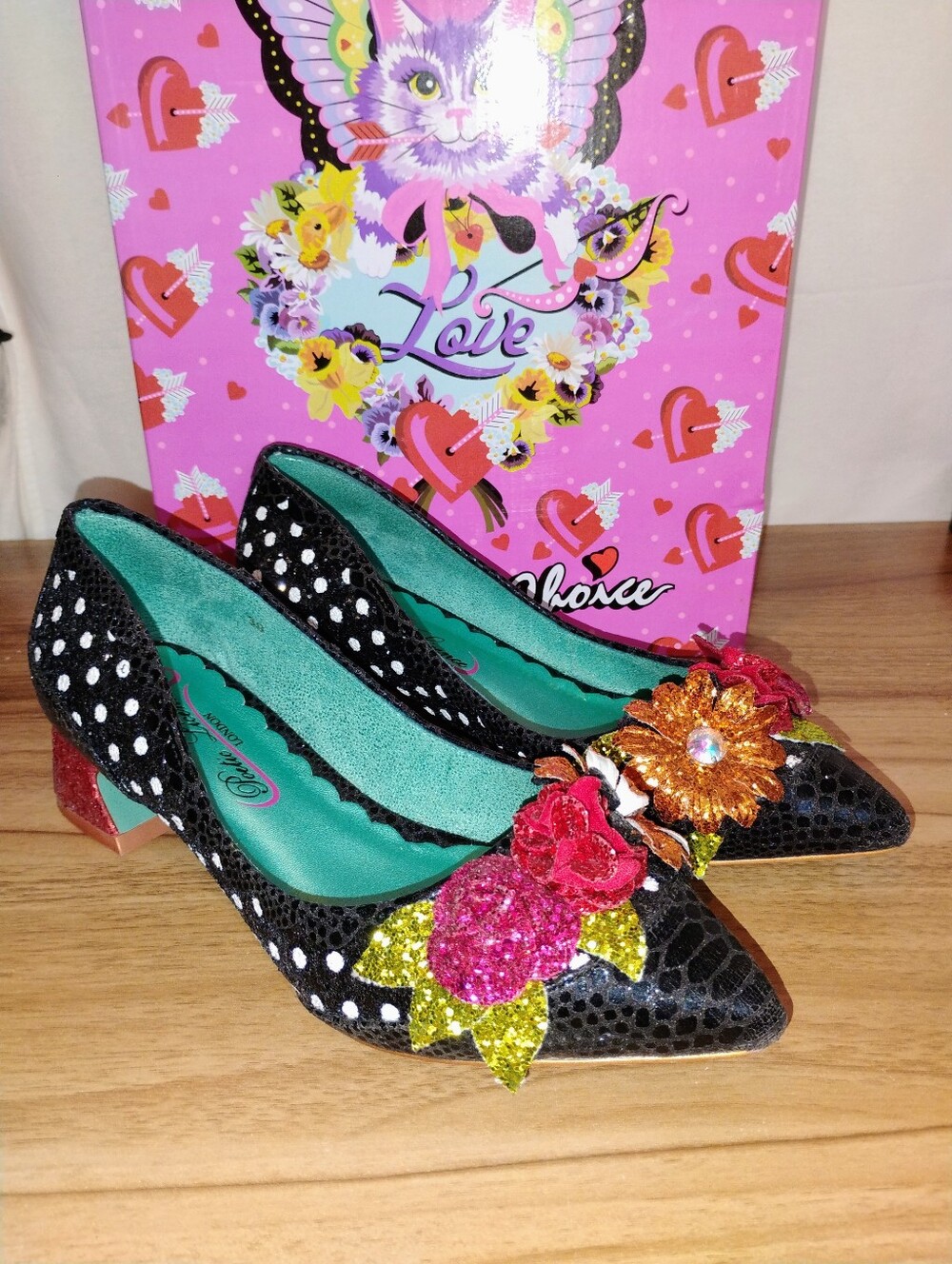 Poetic License London Women's Flats Shoes Polka Dot Floral Toe SZ 8